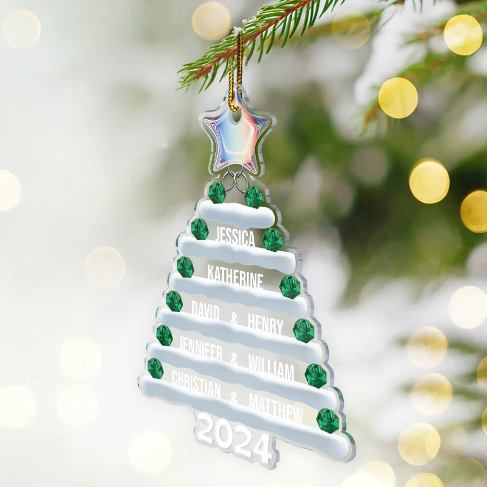 Family - Christmas Tree Family Bestie Coworker Custom Name - Personalized Cutout Acrylic Ornament