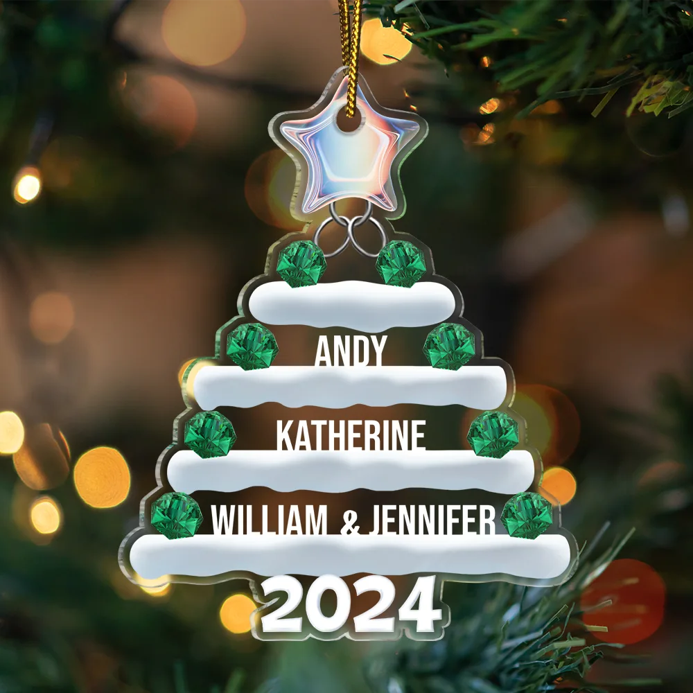 Family - Christmas Tree Family Bestie Coworker Custom Name - Personalized Cutout Acrylic Ornament