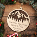 Our Adventure Awaits Engaged - Personalized 2-Layered Wooden Ornament