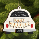 First Christmas Married - Personalized 2-Layered Wooden Ornament