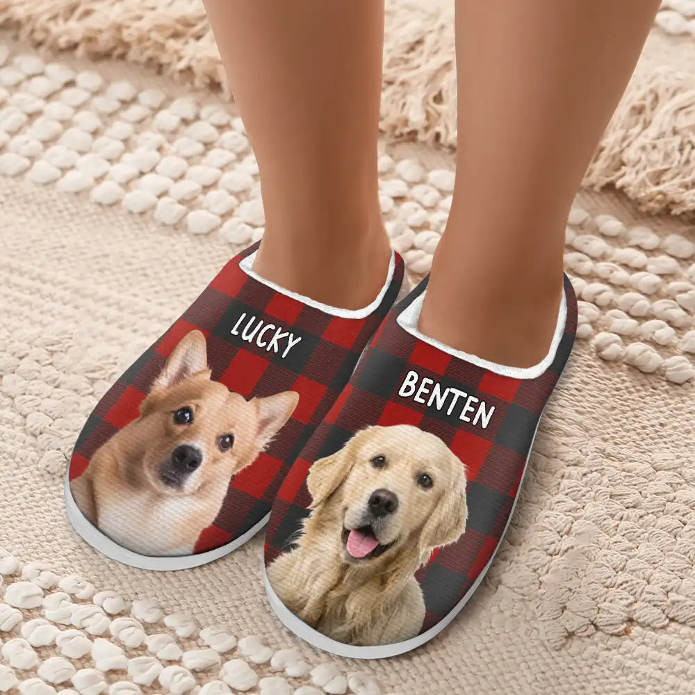 Pet Lovers - Custom Photo Pet Face - Personalized Fluffy Slippers