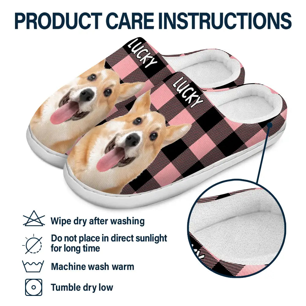 Pet Lovers - Custom Photo Pet Face - Personalized Fluffy Slippers