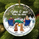 Gift For Couples - You And Me And The Dogs Camping - Personalized Circle Glass Ornament