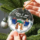 Gift For Couples - You And Me And The Dogs Camping - Personalized Circle Glass Ornament