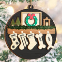 Family - Family And Pet Christmas - Personalized 2-Layered Wooden Ornament