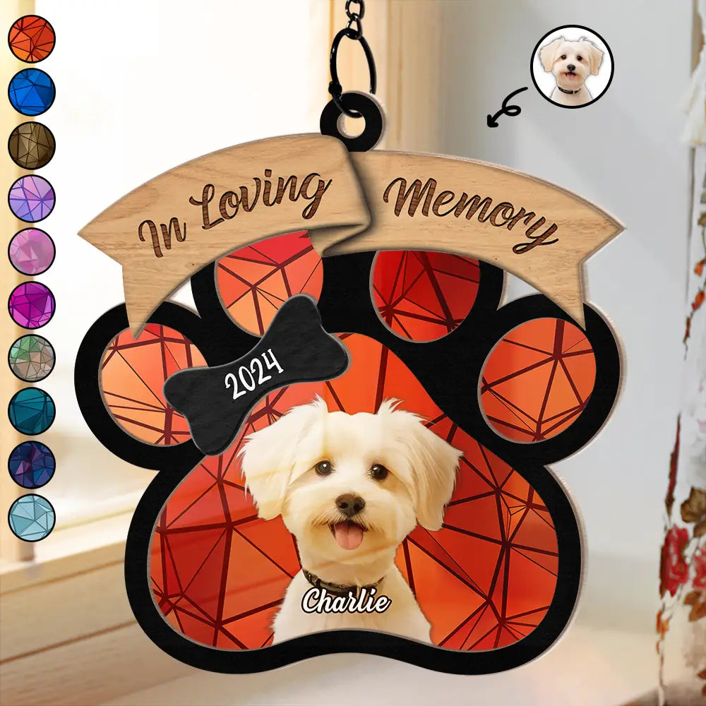 Memorial- Custom Photo In Loving Memory Memorial - Personalized Window Hanging Suncatcher Ornament