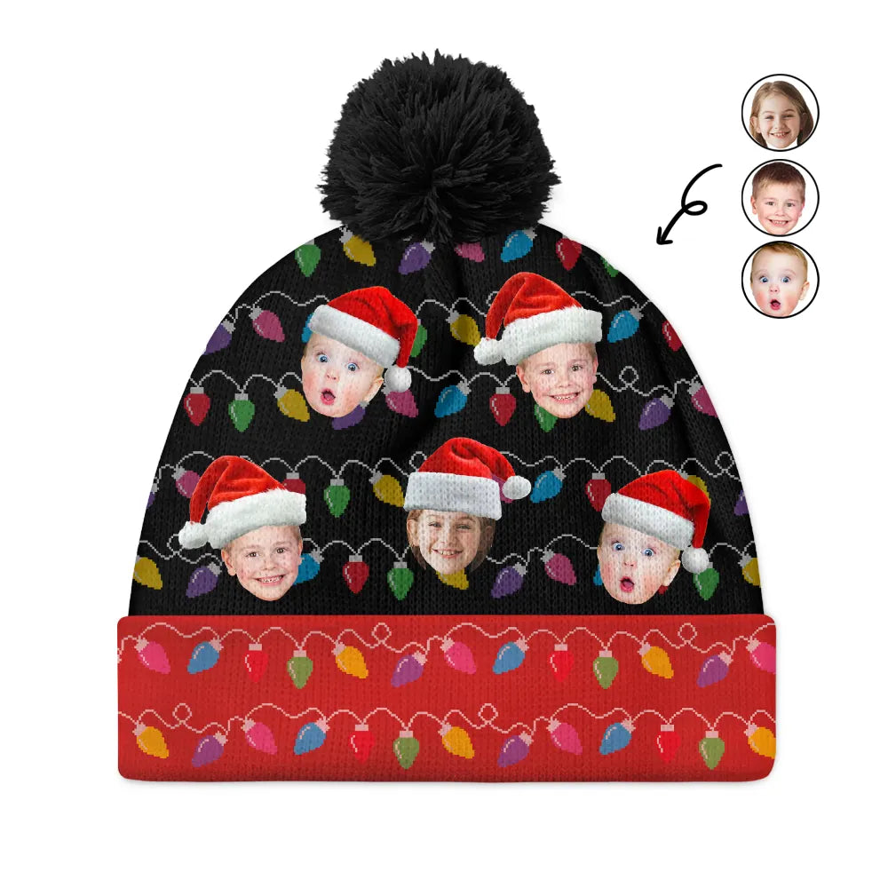 Family, Gift For Kids - Custom Photo Family Face - Personalized Bobble Beanie Hat