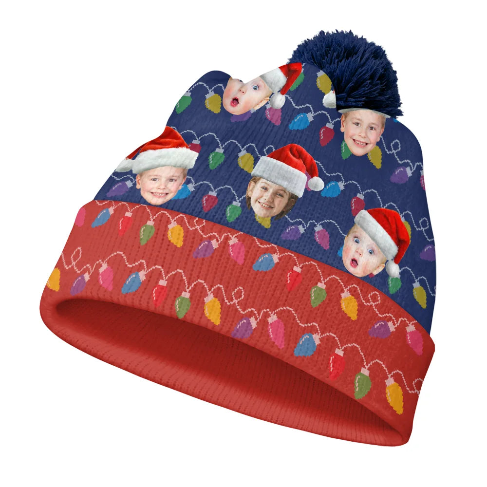 Family, Gift For Kids - Custom Photo Family Face - Personalized Bobble Beanie Hat