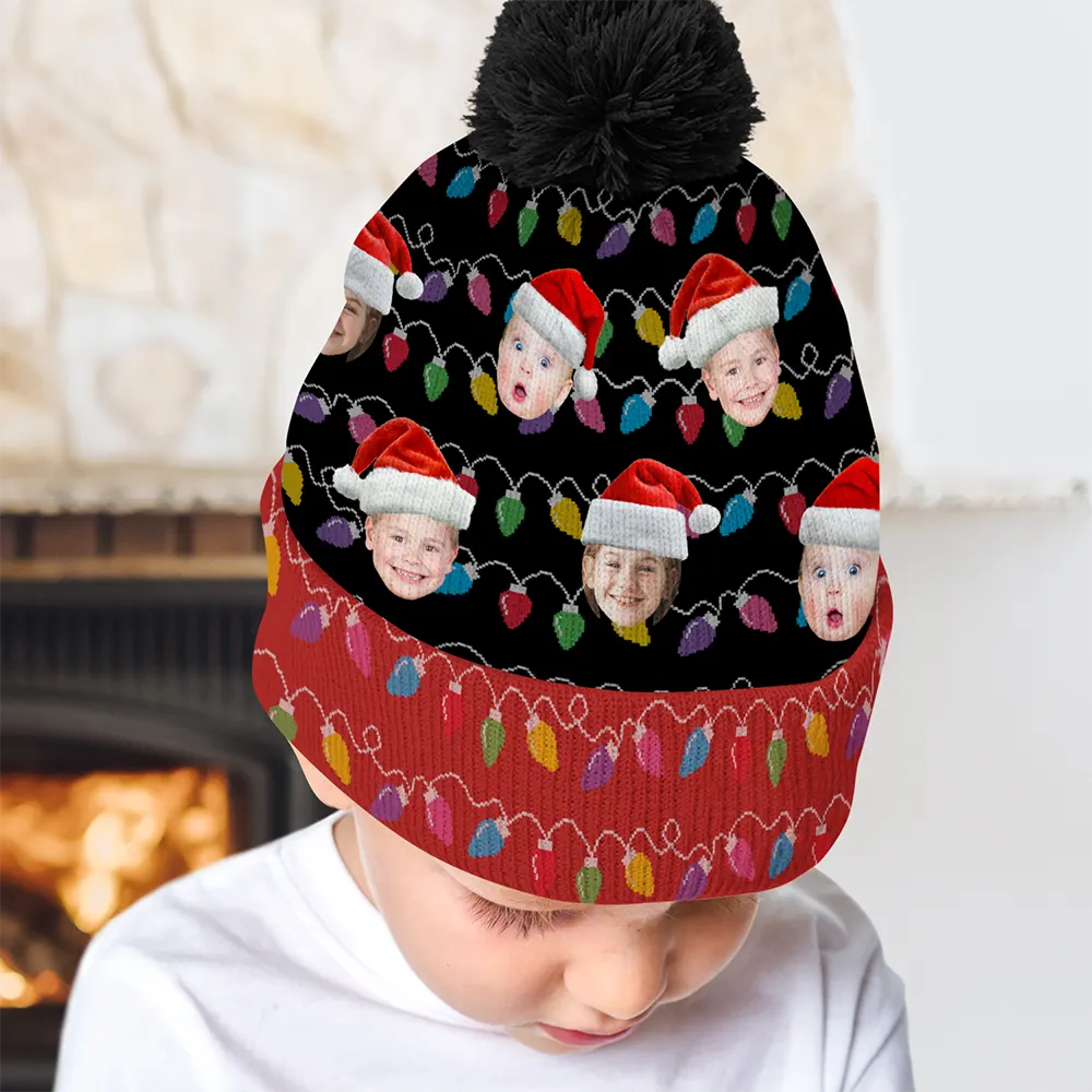 Family, Gift For Kids - Custom Photo Family Face - Personalized Bobble Beanie Hat