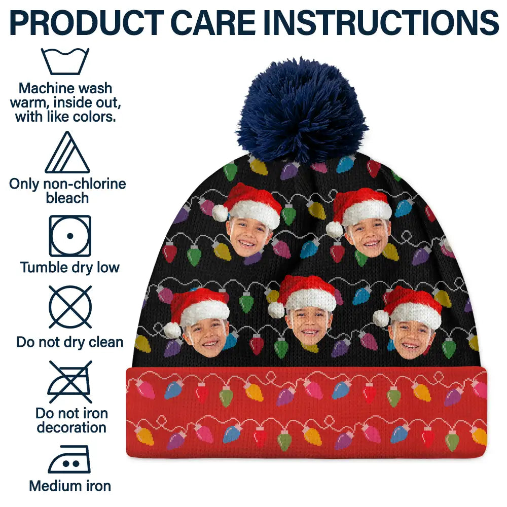 Family, Gift For Kids - Custom Photo Family Face - Personalized Bobble Beanie Hat