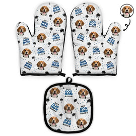 Pet Lovers - Custom Photo Best Dog Dad - Personalized Oven Mitts, Pot Holders