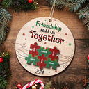 Gift For Bestie - Friendship Hold Us Together Christmas Besties - Personalized 2-Layered Wooden Ornament