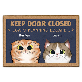 Cat Lovers, Cat Mom, Cat Dad - Cat Planning Escapeds Cute Cat - Personalized Doormat