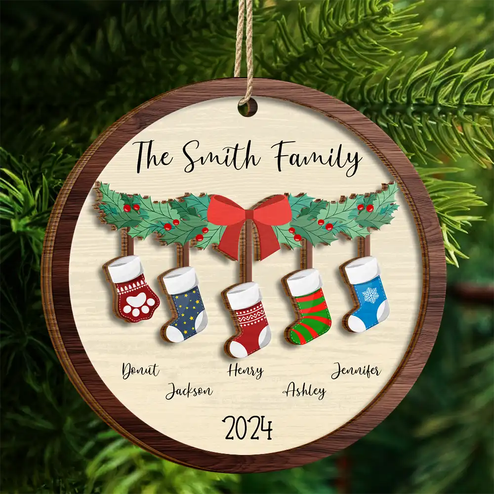 Family - Family Stocking - Personalized 2-Layered Wooden Ornament