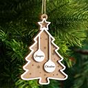 Christmas,Family,Happy - Christmas Tree Family Best Friends Co-workers - Personalized 2-Layered Wooden Ornament