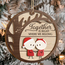 Gift For Couples - Christmas Stickman Couple Better Together - Personalized 2-Layered Wooden Ornament