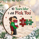 Christmas,Gift For Couples,Gift For Husband,Gift For Wife,Gift For Boyfriend,Gift For Girlfriend,Happy - I Still Pick You Couples - Personalized 2-Layered Wooden Ornament