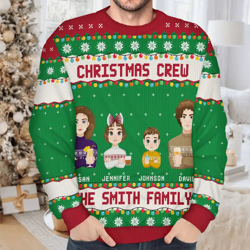 Christmas,Family,Happy,Continue Shopping,Gift For Kids - Christmas Family Forever This Is Us Flat Art - Personalized Unisex Ugly Sweater