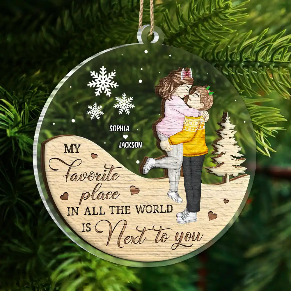 Gift For Couples, Gift For Husband, Gift For Wife, Gift For Boyfriend, Gift For Girlfriend - Next To You Couples - Personalized 2-Layered Mix Ornament