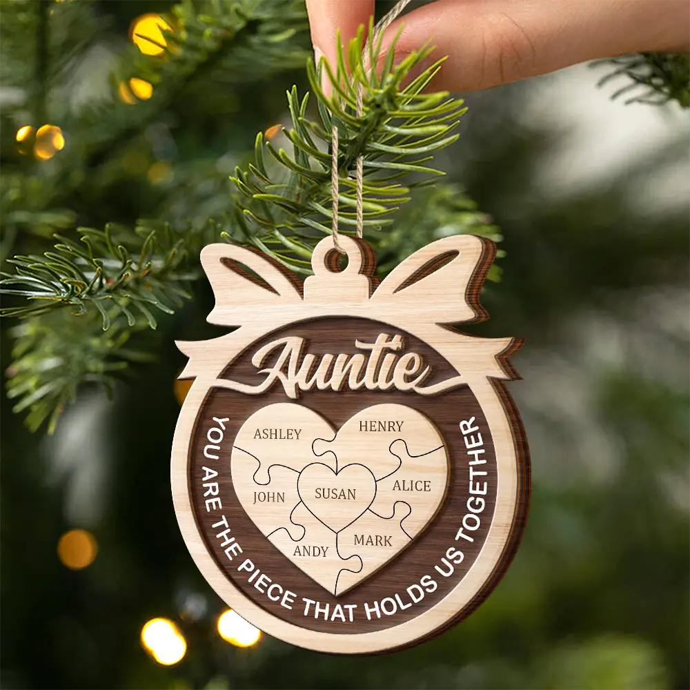 Christmas,Gift For Grandpa,Gift For Mother,Happy - Holds Us Together - Personalized 2-Layered Wooden Ornament