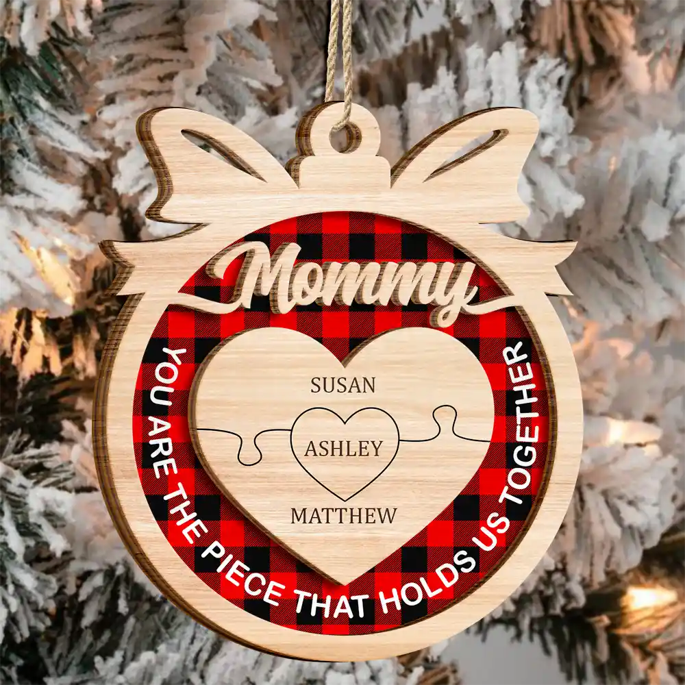 Christmas,Gift For Grandpa,Gift For Mother,Happy - Holds Us Together - Personalized 2-Layered Wooden Ornament