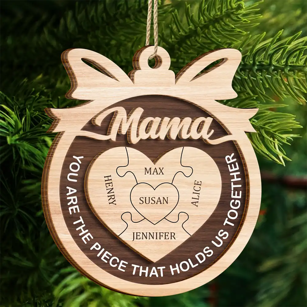 Christmas,Gift For Grandpa,Gift For Mother,Happy - Holds Us Together - Personalized 2-Layered Wooden Ornament