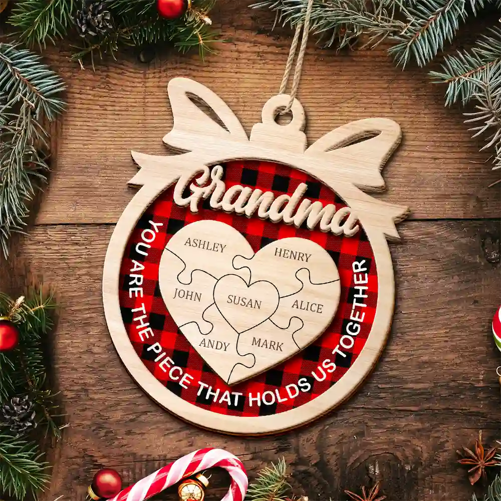 Christmas,Gift For Grandpa,Gift For Mother,Happy - Holds Us Together - Personalized 2-Layered Wooden Ornament