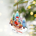 Custom Photo Baby In Sleigh First Christmas - Personalized Custom Shaped Acrylic Ornament