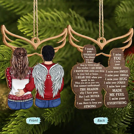 Memorial, Gift For Couples, Gift For Husband, Gift For Wife - Christmas Memorial I Miss You - Personalized Wooden Ornament Print 2 Side