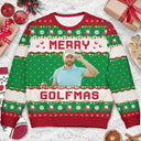 Christmas,Custom Photo,Golf,Funny - Custom Photo Merry Golfmas - Personalized Unisex Ugly Sweater