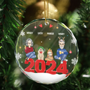 Christmas,Family,Happy - All Family With Dog Cat - Personalized Circle Glass Ornament