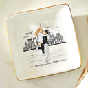 Gift For Couples,Gift For Husband,Gift For Wife,Gift For Boyfriend,Gift For Girlfriend,Happy - City Skyline Couple Married Engaged - Personalized Ring Dish