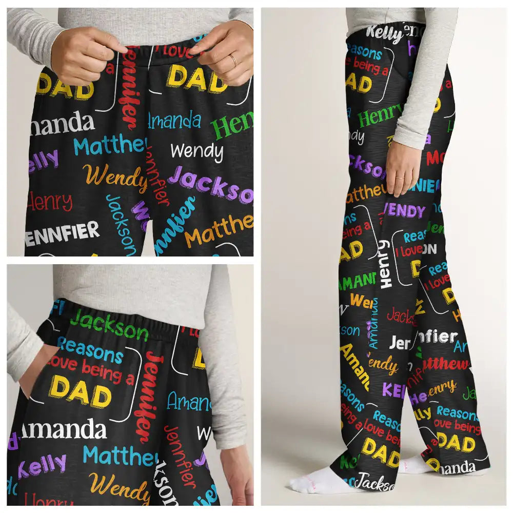 Gift For Grandpa - Reasons I Love Being Papa - Personalized Pajamas Pants