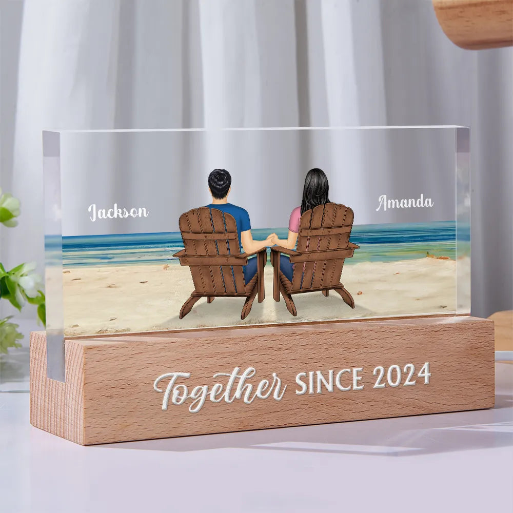 Gift For Couples,Gift For Husband,Gift For Wife,Gift For Boyfriend,Gift For Girlfriend,Happy - You And Me We Got This Beach View - Personalized Rectangle LED Light