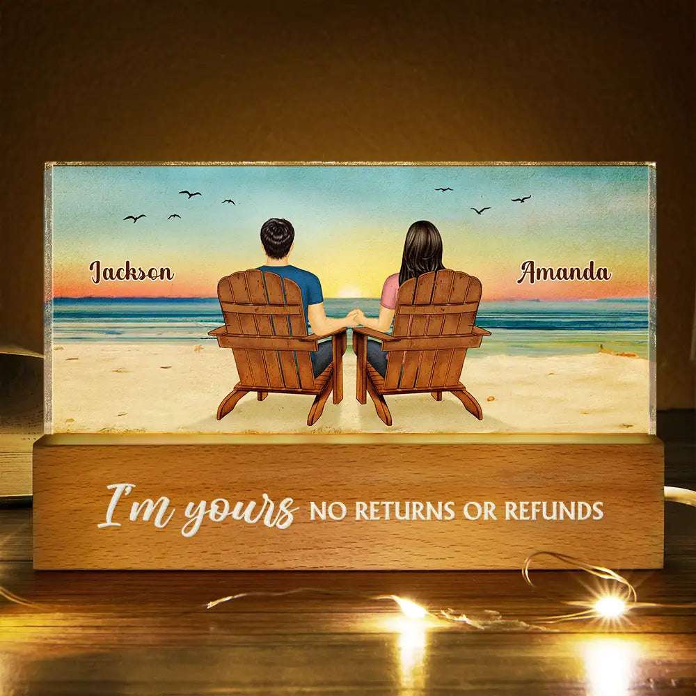 Gift For Couples,Gift For Husband,Gift For Wife,Gift For Boyfriend,Gift For Girlfriend,Happy - You And Me We Got This Beach View - Personalized Rectangle LED Light