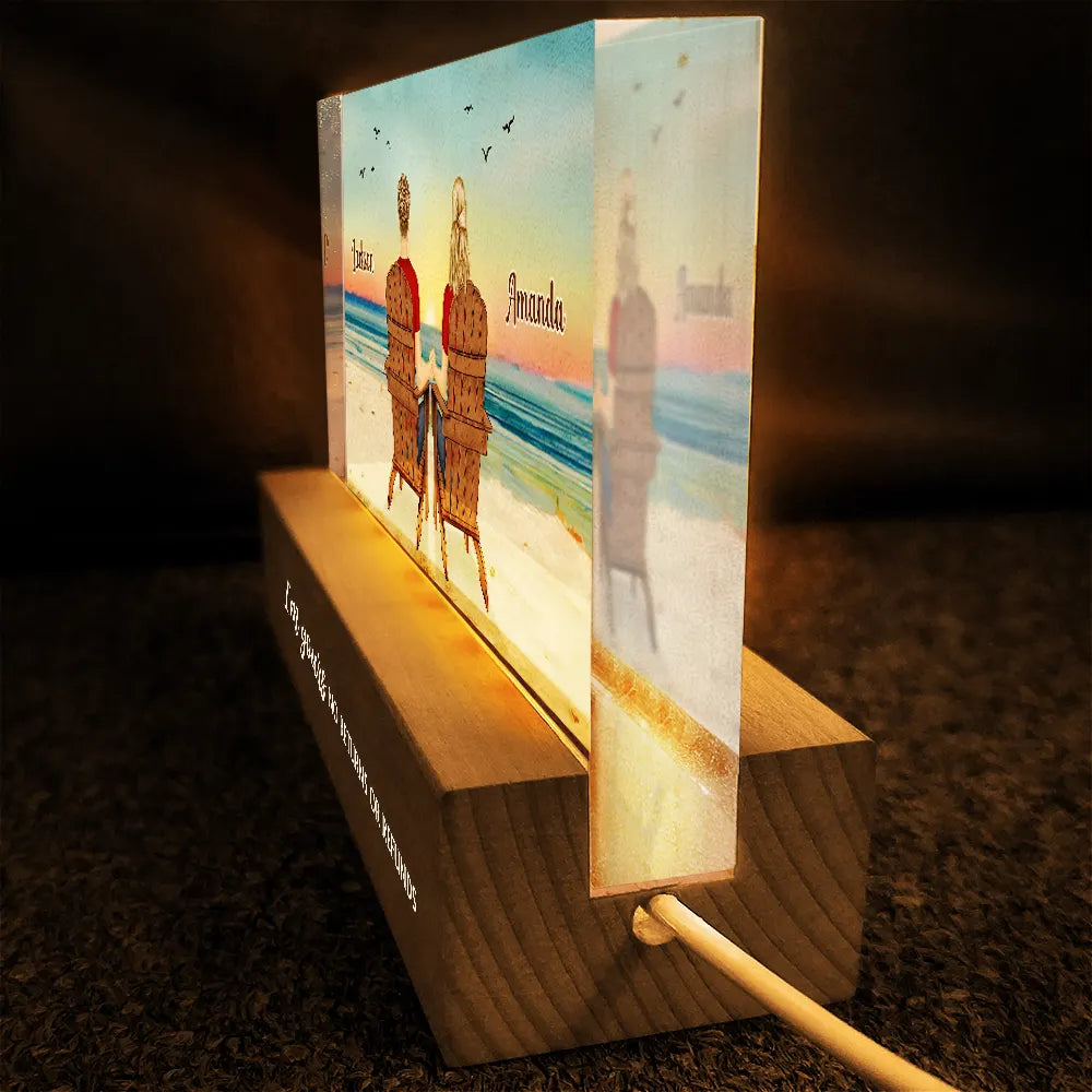 Gift For Couples,Gift For Husband,Gift For Wife,Gift For Boyfriend,Gift For Girlfriend,Happy - You And Me We Got This Beach View - Personalized Rectangle LED Light