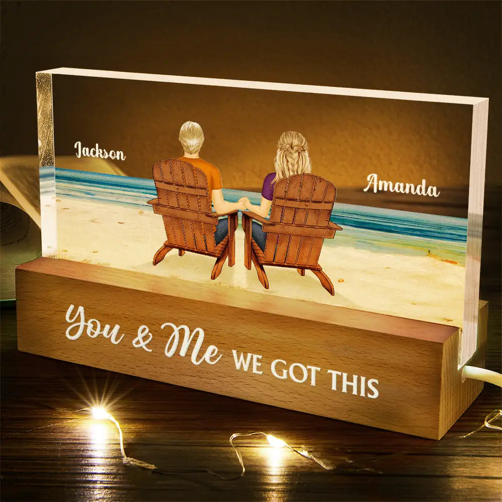 Gift For Couples,Gift For Husband,Gift For Wife,Gift For Boyfriend,Gift For Girlfriend,Happy - You And Me We Got This Beach View - Personalized Rectangle LED Light