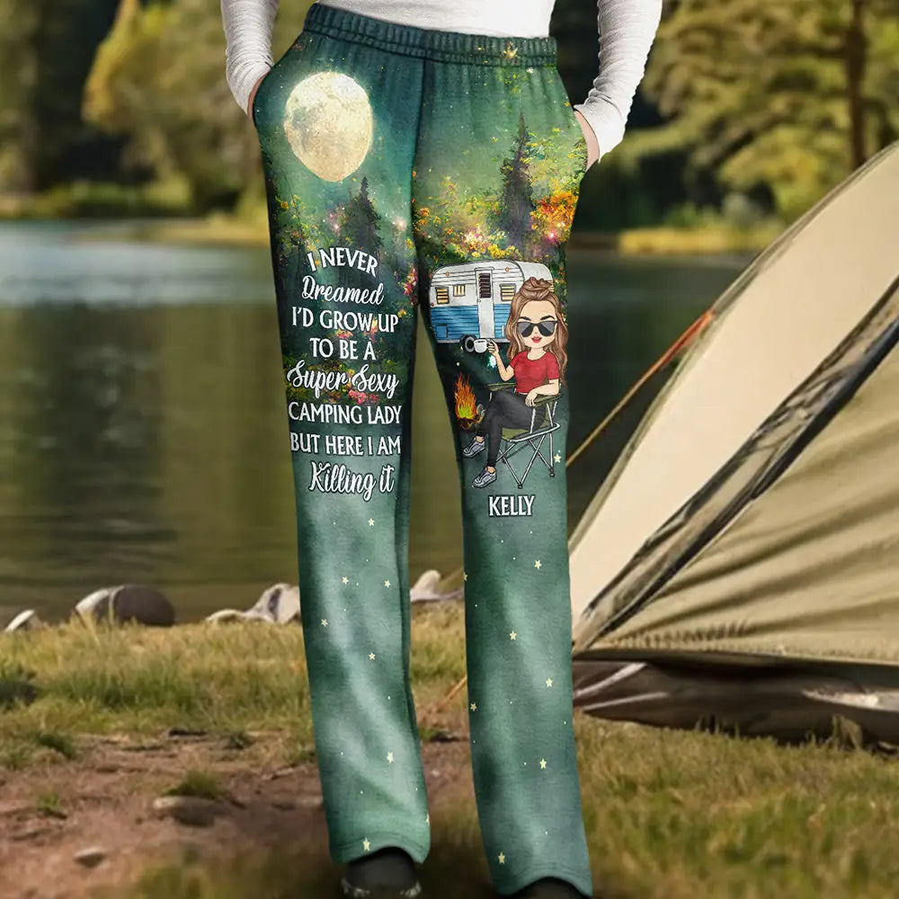 Camping,Campsite,Gift For Women,Happy - Super Sexy Camping Lady - Personalized Pajama Pants