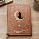 Cat Lovers,Pet Lovers,Happy - Cat Good Luck Journal - Personalized Leather Journal