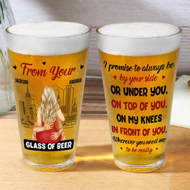 Gift For Couples, Gift For Husband, Gift For Boyfriend - Couple Glass Of Beer Always By Your Side - Personalized Beer Glass