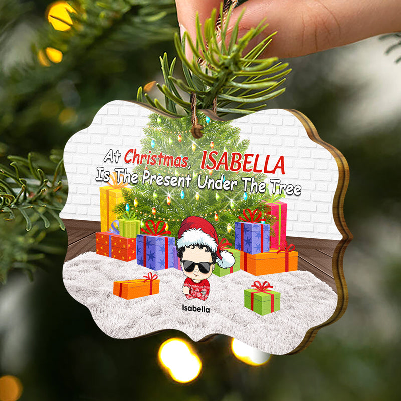 Grandkids Are The Presents Under The Tree - Christmas Gift For Family - Personalized Wooden Ornament