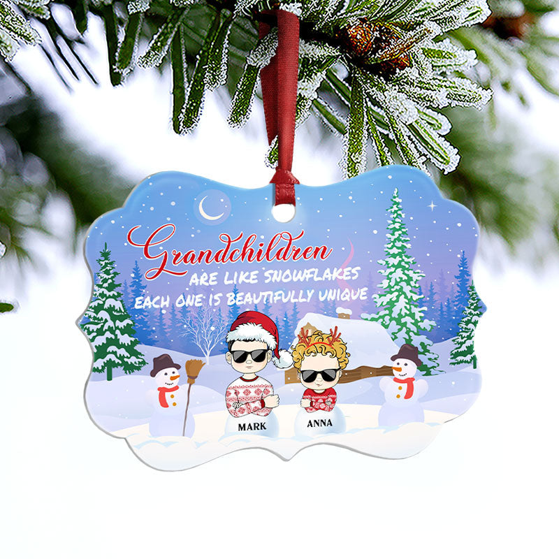 Grandchildren Like Snowflakes - Christmas Gift For Grandparent - Personalized Custom Aluminum Ornament