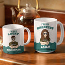 Lucky Fisherman Greatest Catch Husband Wife Fishing Couple - Personalized Custom White Edge-to-Edge Mug