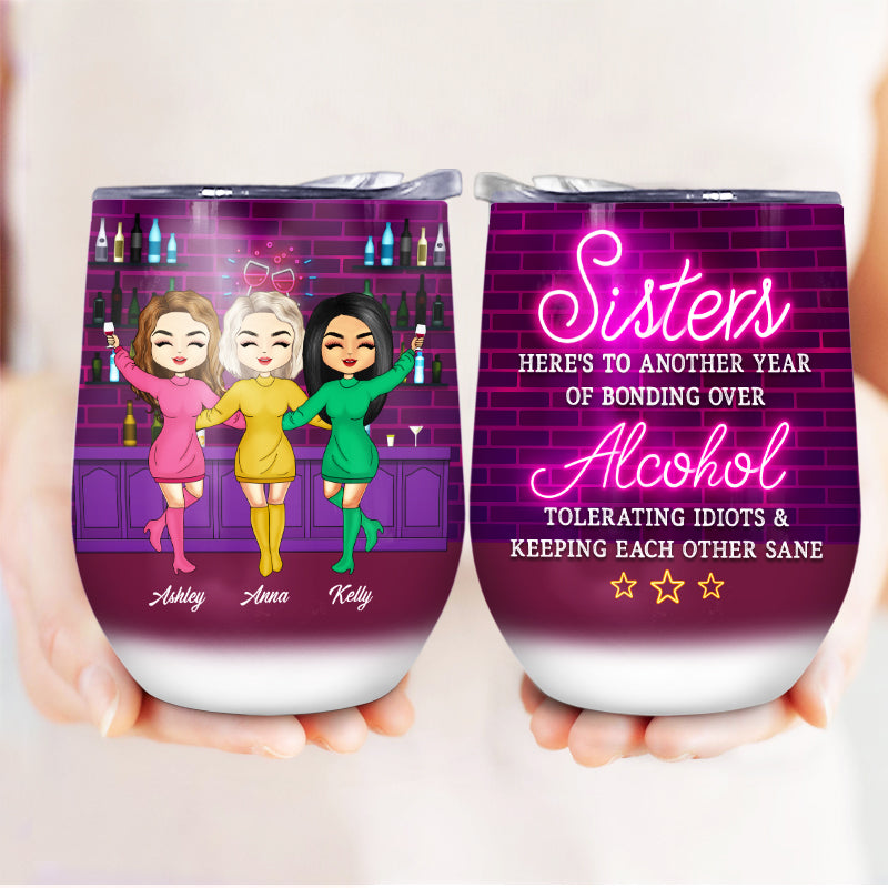 Besties Bonding Over Alcohol - Gift For BFF - Personalized Custom Wine Tumbler