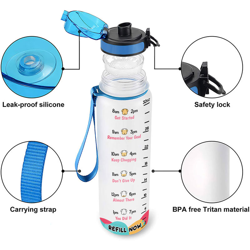 Drink Your Water We'll Be Watching You - Dog Lovers Gifts - Personalized Custom Water Tracker Bottle