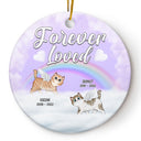 Forever Loved - Memorial Gift For Cat Lovers - Personalized Custom Circle Ceramic Ornament