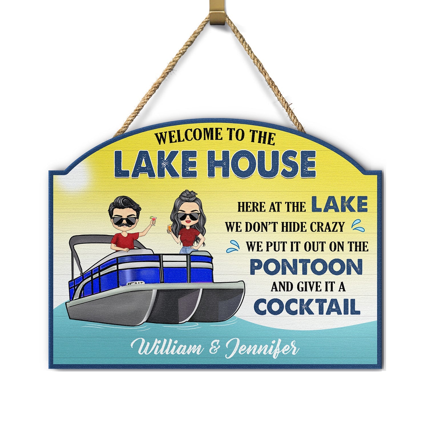 Give It A Cocktail - Gift For Pontoon Lovers - Personalized Custom Shaped Wood Sign