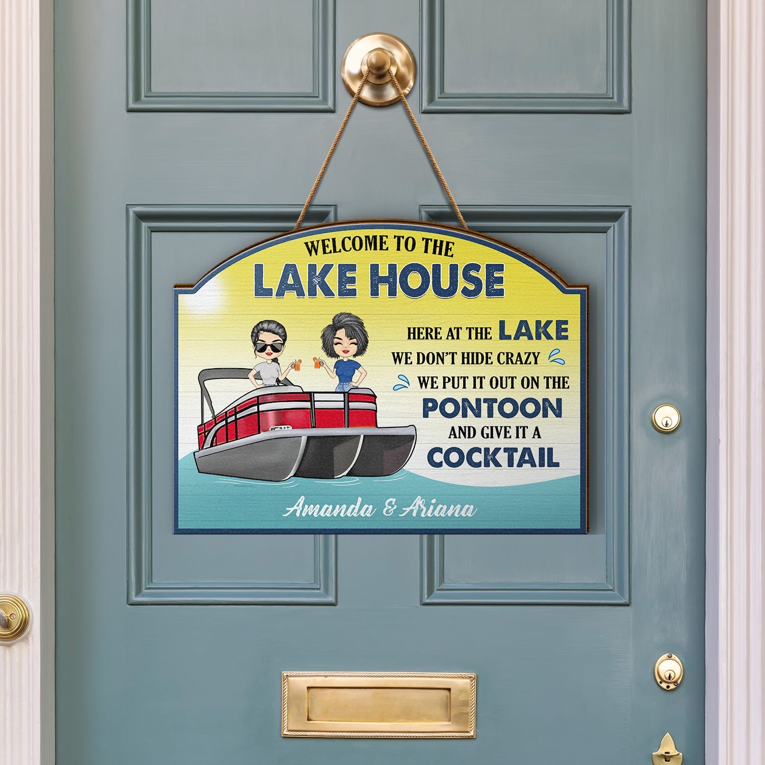 Give It A Cocktail - Gift For Pontoon Lovers - Personalized Custom Shaped Wood Sign