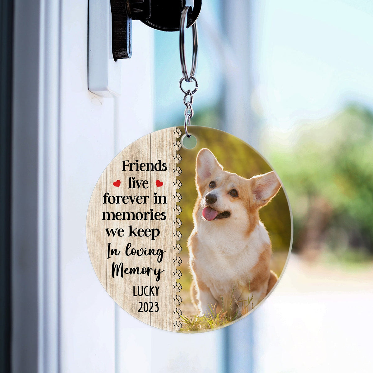 Custom Photo Forever In My Heart - Memorial Gift For Dog & Cat Lovers - Personalized Custom Circle Acrylic Keychain