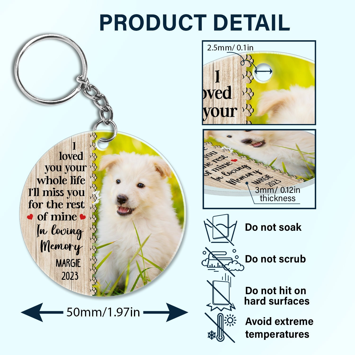 Custom Photo Forever In My Heart - Memorial Gift For Dog & Cat Lovers - Personalized Custom Circle Acrylic Keychain